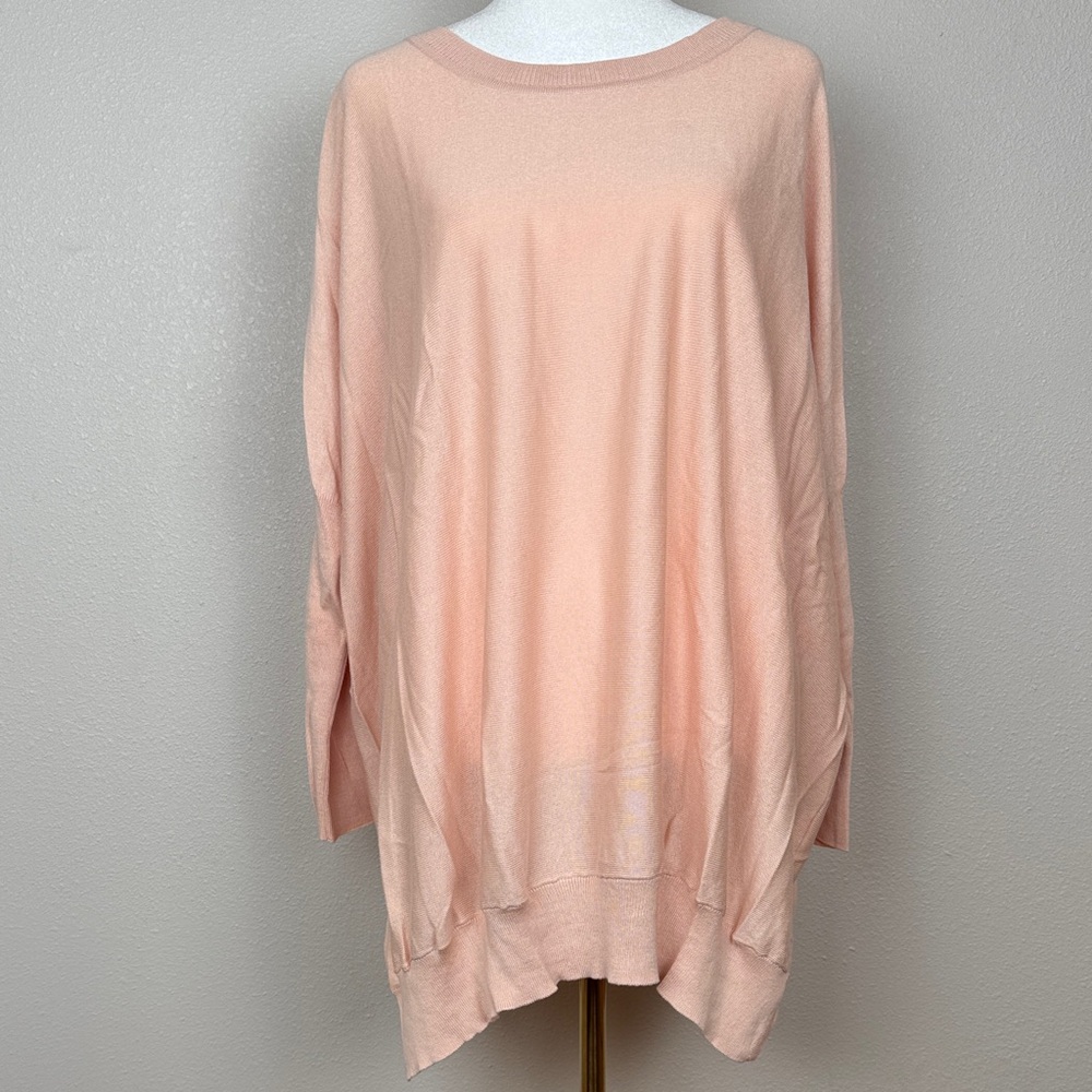 Planet by Lauren G Pima Cotton Modal Oversized Sweater Blush Pink One Size